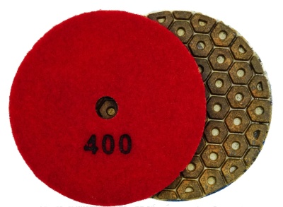 Алмазные гибкие шлифовальные круги Усиленные Гайка №400 Pads 4-STEP D100